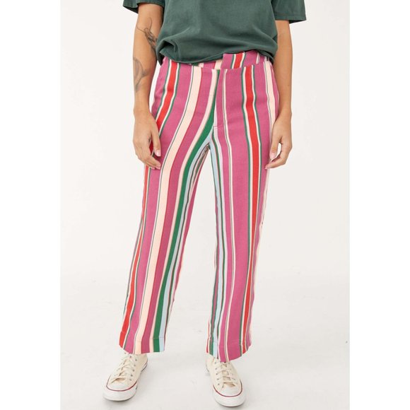 🎉LAST CHANCE🎉 NWT Free People La Paz Slim Crop Pants / Berry Combo - Picture 2 of 9